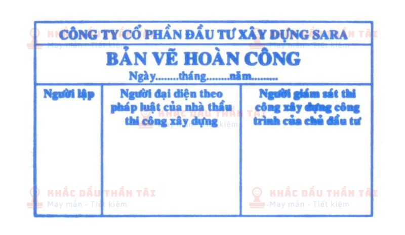 Khắc Dấu Hoàn công liền mực Công ty Cổ Phần Đầu Tư Xây Dựng SARA
