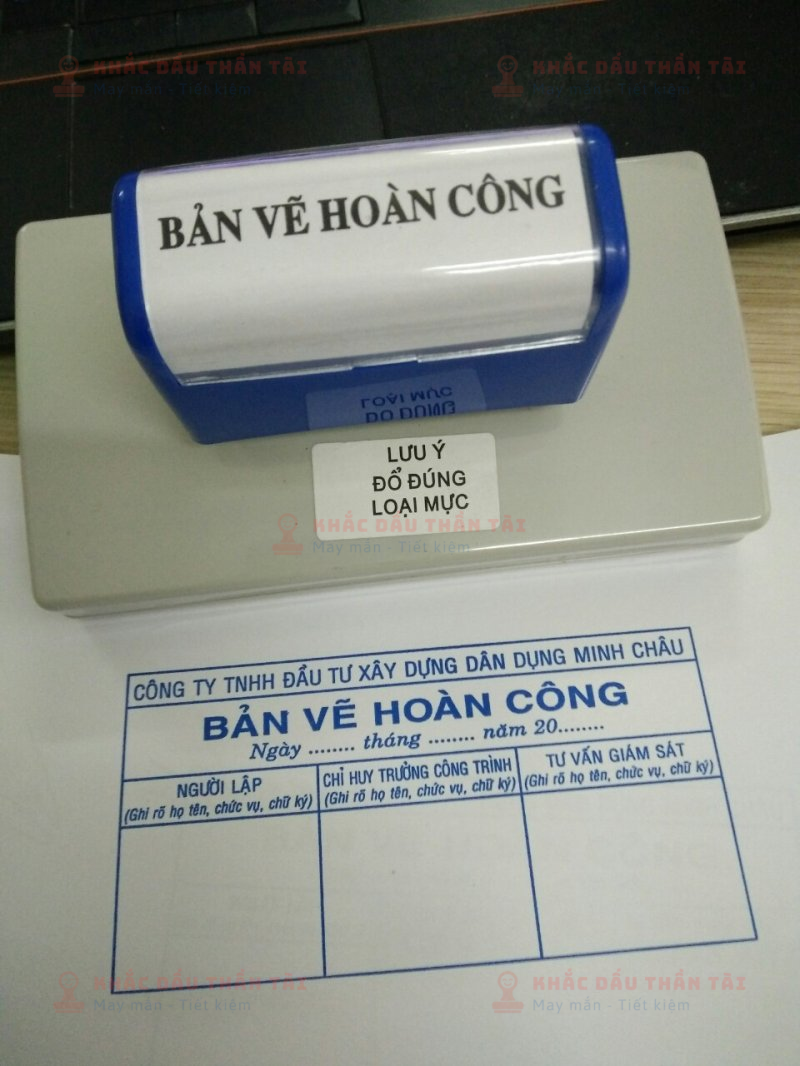 Khắc Dấu Hoàn công liền mực Công Ty TNHH Đầu Tư Xây Dựng Dân Dụng Minh Châu