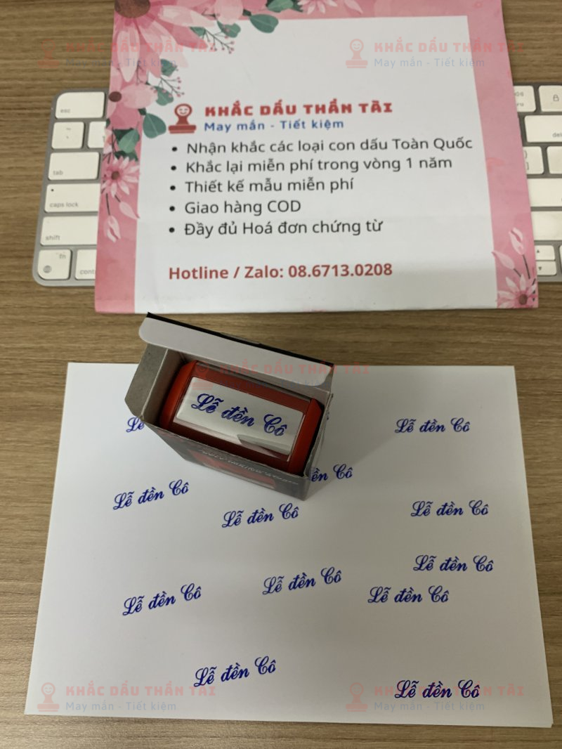 Khắc con dấu chữ Lễ đền Cô theo yêu cầu