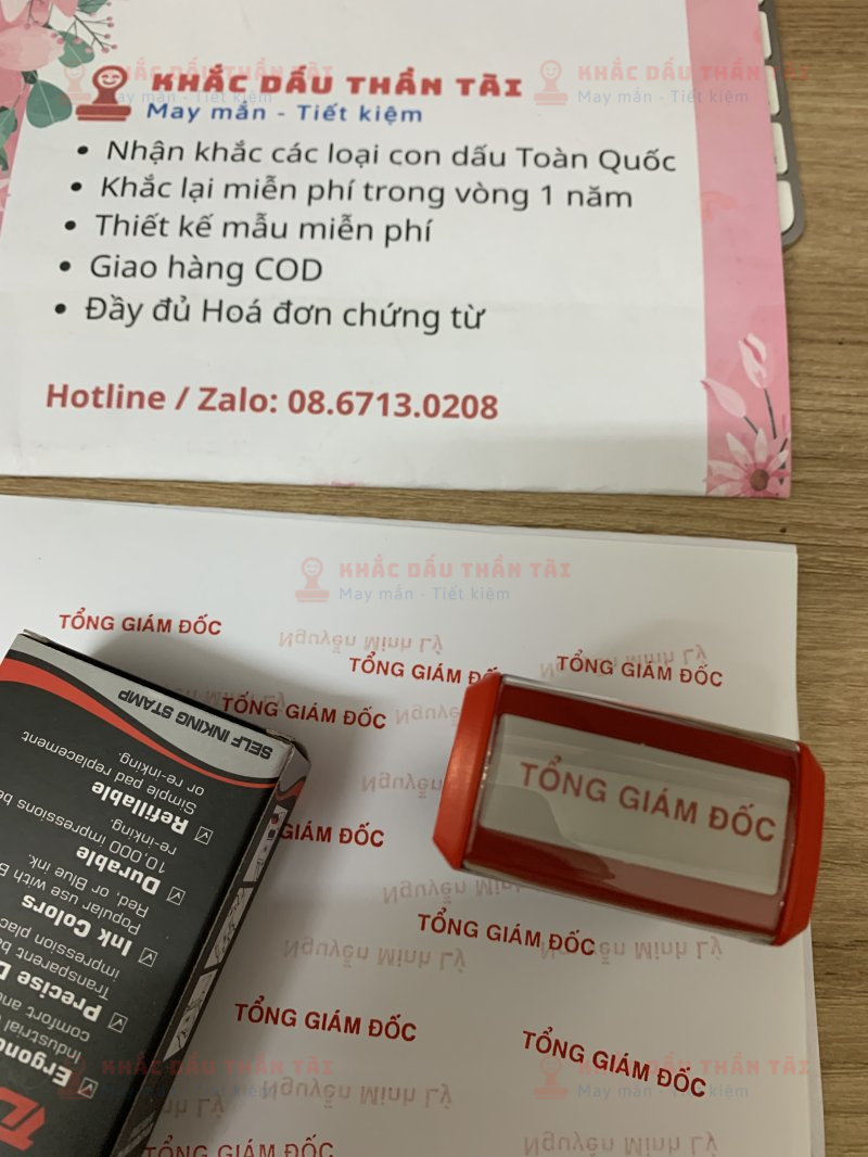 Khắc con dấu Chức danh Tổng Giám Đốc Nguyễn Minh Lý chuyên nghiệp tại Trung Tâm Khắc Dấu Thần Tài