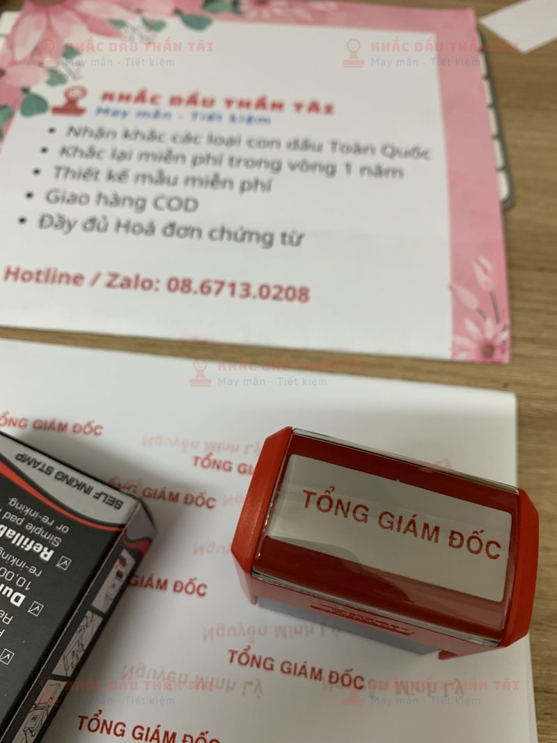 Khắc con dấu Chức danh Tổng Giám Đốc Nguyễn Minh Lý chuyên nghiệp tại Trung Tâm Khắc Dấu Thần Tài