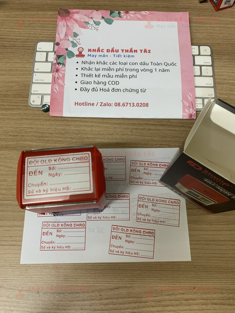 Khắc con dấu công văn đến đi cho Đội QLD KHÔNG CHRO - Trung Tâm Khắc Dấu Thần Tài