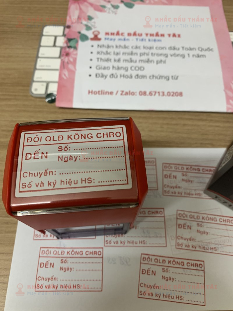 Khắc con dấu công văn đến đi cho Đội QLD KHÔNG CHRO - Trung Tâm Khắc Dấu Thần Tài