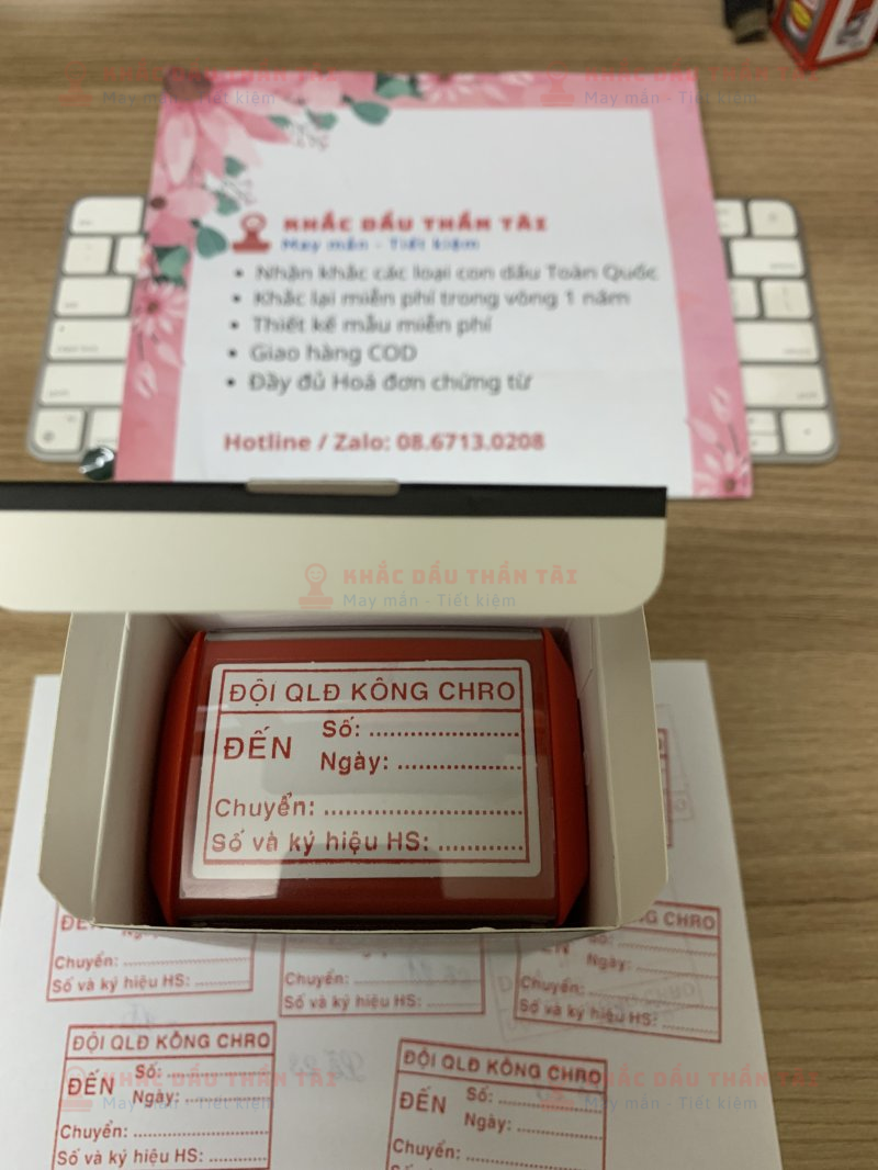 Khắc con dấu công văn đến đi cho Đội QLD KÔNG CHRO
