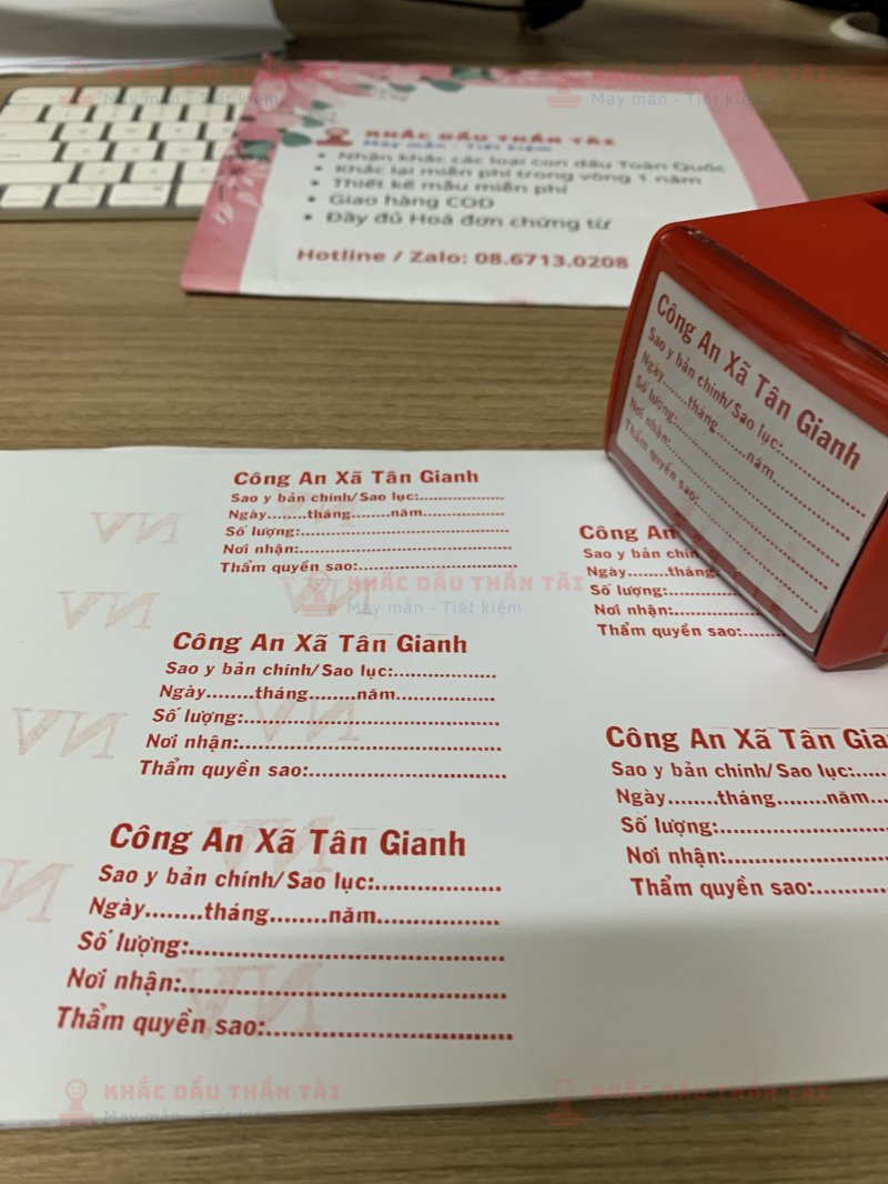 Khắc Con Dấu Sao Y Bản Chính Công An Xã Tân Gianh - Trung Tâm Khắc Dấu Thần Tài