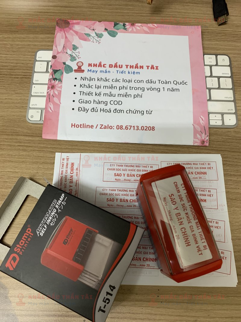 Khắc con dấu Sao Y Bản Chính Công ty Chăm Sóc Sức Khỏe Gia Đình Việt tại Trung Tâm Khắc Dấu Thần Tài