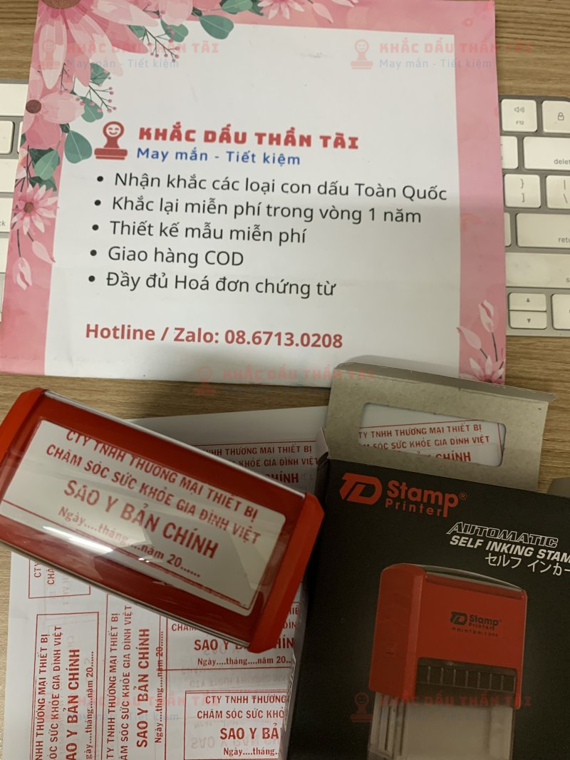 Khắc con dấu Sao Y Bản Chính Công ty Chăm Sóc Sức Khỏe Gia Đình Việt tại Trung Tâm Khắc Dấu Thần Tài