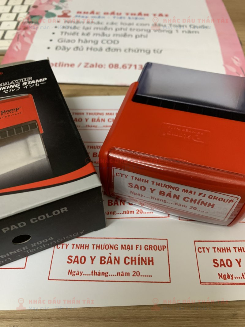 Khắc con dấu Sao Y Bản Chính Công ty TNHH Thương Mại FJ GROUP chuyên nghiệp