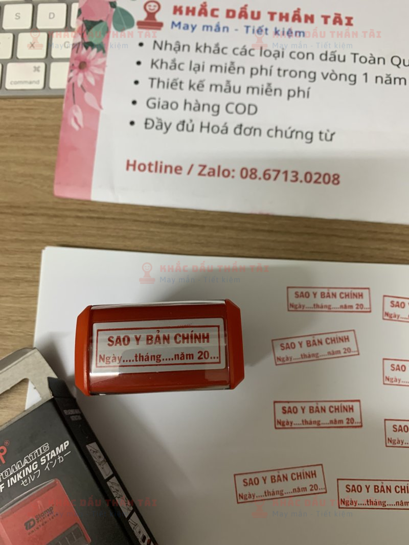 Khắc con Sao Y Bản Chính 2 dòng theo yêu cầu - Trung Tâm Khắc Dấu Thần Tài