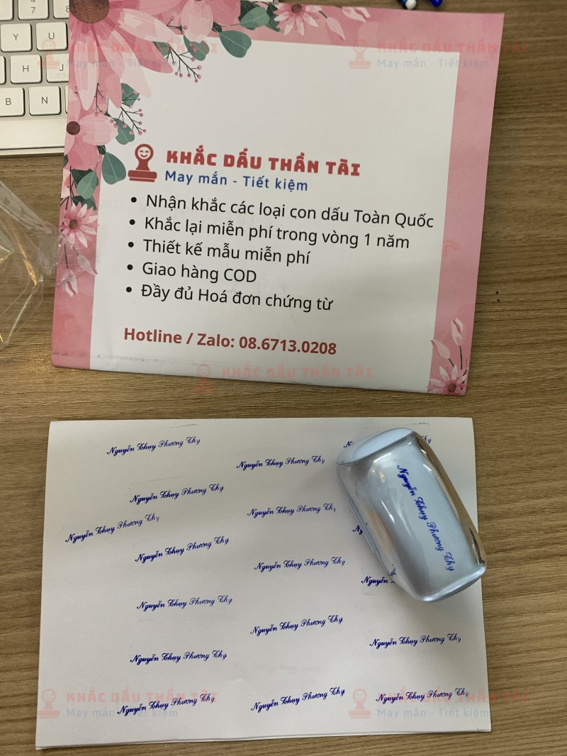 Khắc con dấu Flash tên Nguyễn Thụy Phương Thy sắc nét tại Trung Tâm Khắc Dấu Thần Tài