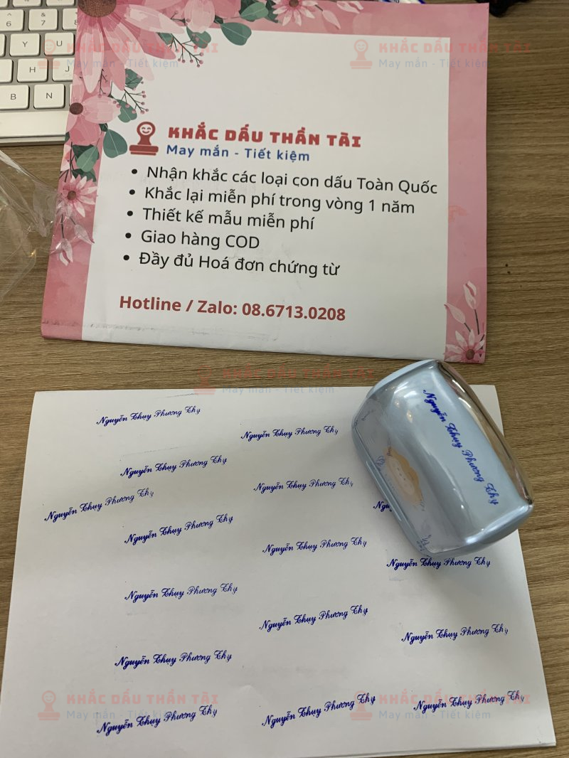 Khắc con dấu Flash tên Nguyễn Thụy Phương Thy sắc nét tại Trung Tâm Khắc Dấu Thần Tài