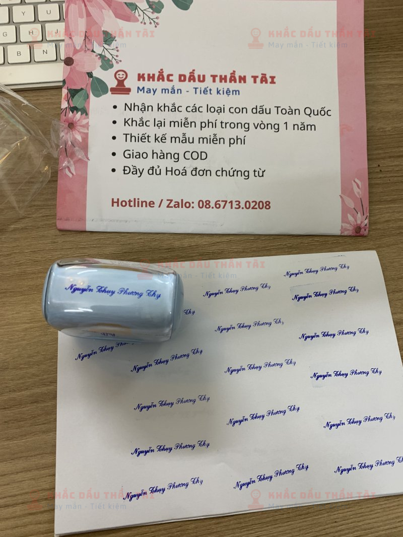 Khắc con dấu Tên Nguyễn Thuỵ Phương Thy bằng con dấu Flash sắc nét