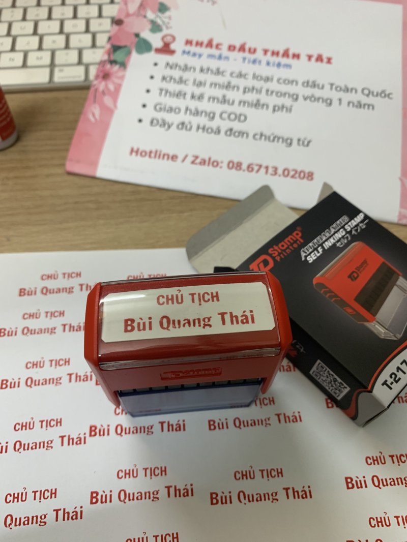 Khắc con dấu Tên và Chức danh Chủ tịch Bùi Quang Thái tại Trung Tâm Khắc Dấu Thần Tài