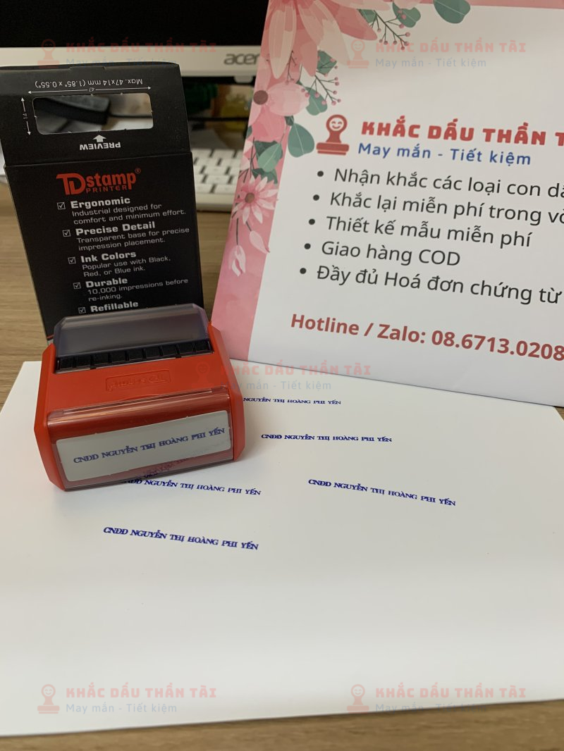 Khắc con dấu Tên và Chức danh Điều Dưỡng Nguyễn Thị Hoàng Phi Yến chuyên nghiệp