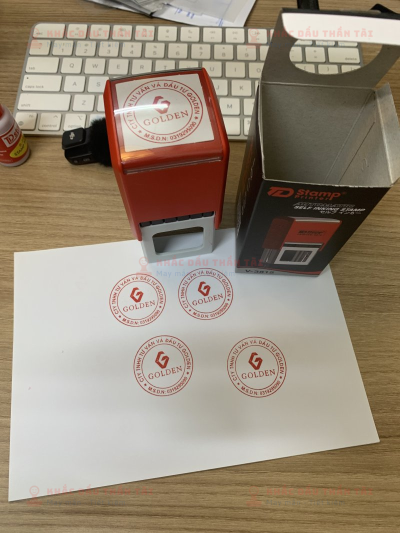 Khắc con dấu tròn Logo công ty TNHH Golden tại Trung Tâm Khắc Dấu Thần Tài