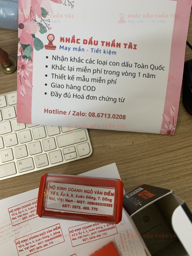 Khắc con dấu Vuông Hộ Kinh Doanh Ngô Văn Điểm