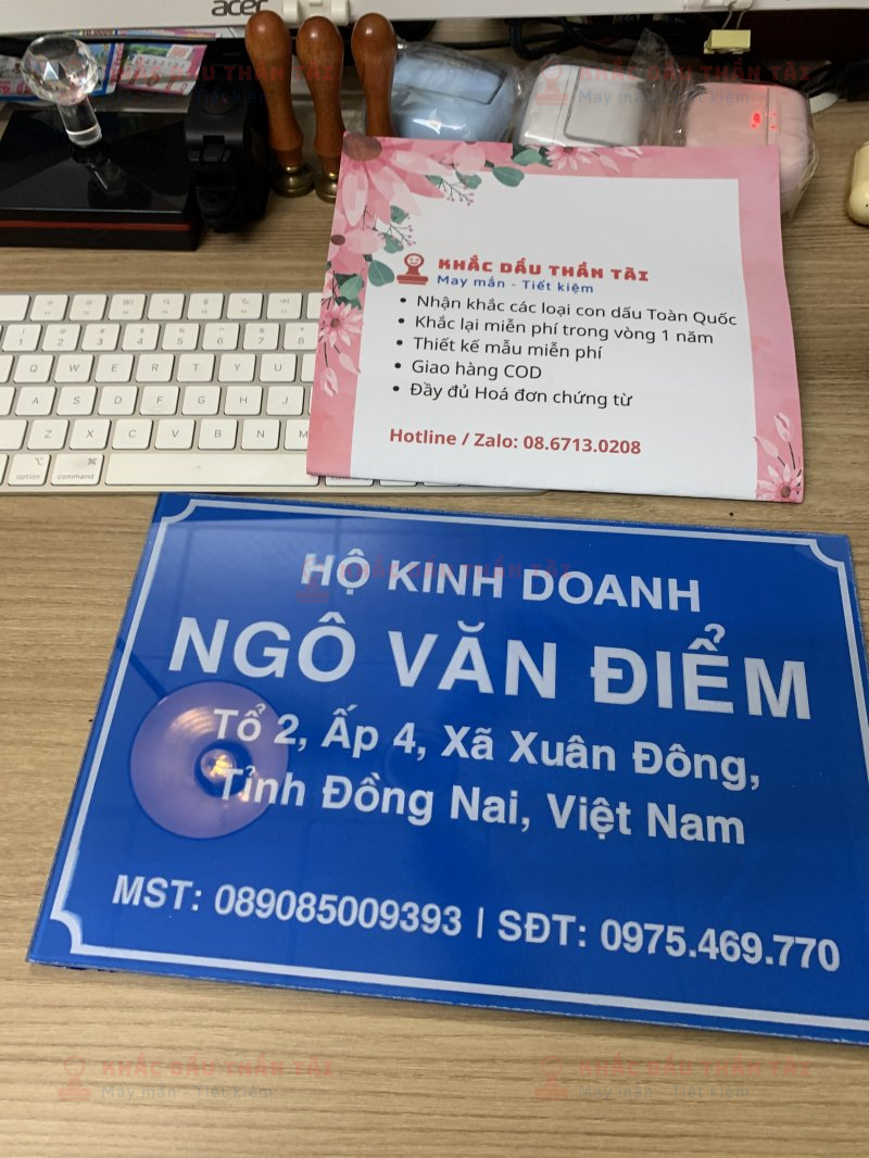 Làm bảng Mica tên Hộ Kinh Doanh Ngô Văn Điểm
