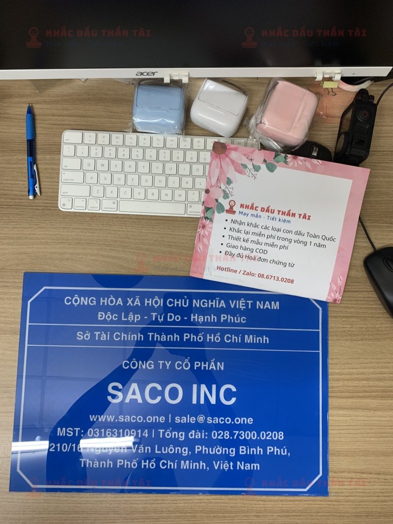 Làm bảng Mica cho Công ty Cổ Phần Saco Inc - Dịch vụ chuyên nghiệp tại Trung Tâm Khắc Dấu Thần Tài