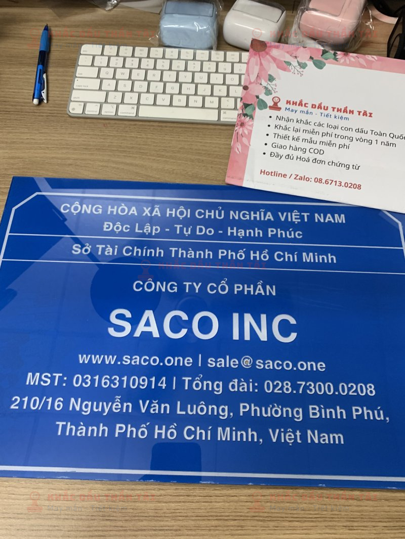 Làm bảng Mica Công ty Cổ Phần Saco Inc