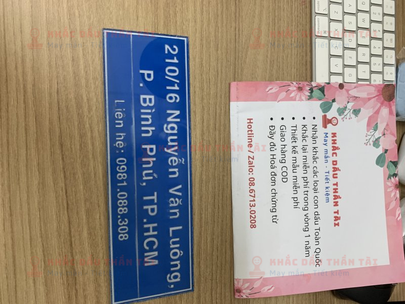 Làm bảng số nhà 210/16 Nguyễn Văn Luông, Phường Bình Phú, TPHCM - Trung Tâm Khắc Dấu Thần Tài