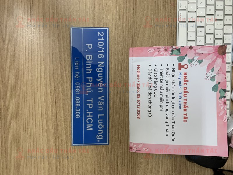 Làm bảng số nhà 210/16 Nguyễn Văn Luông, Phường Bình Phú, TPHCM - Trung Tâm Khắc Dấu Thần Tài