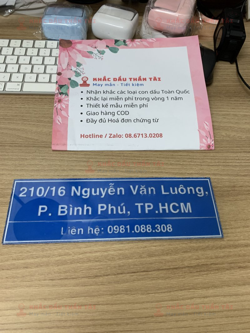 Làm bảng số nhà 210/16 Nguyễn Văn Luông, Phường Bình Phú, TPHCM - Trung Tâm Khắc Dấu Thần Tài