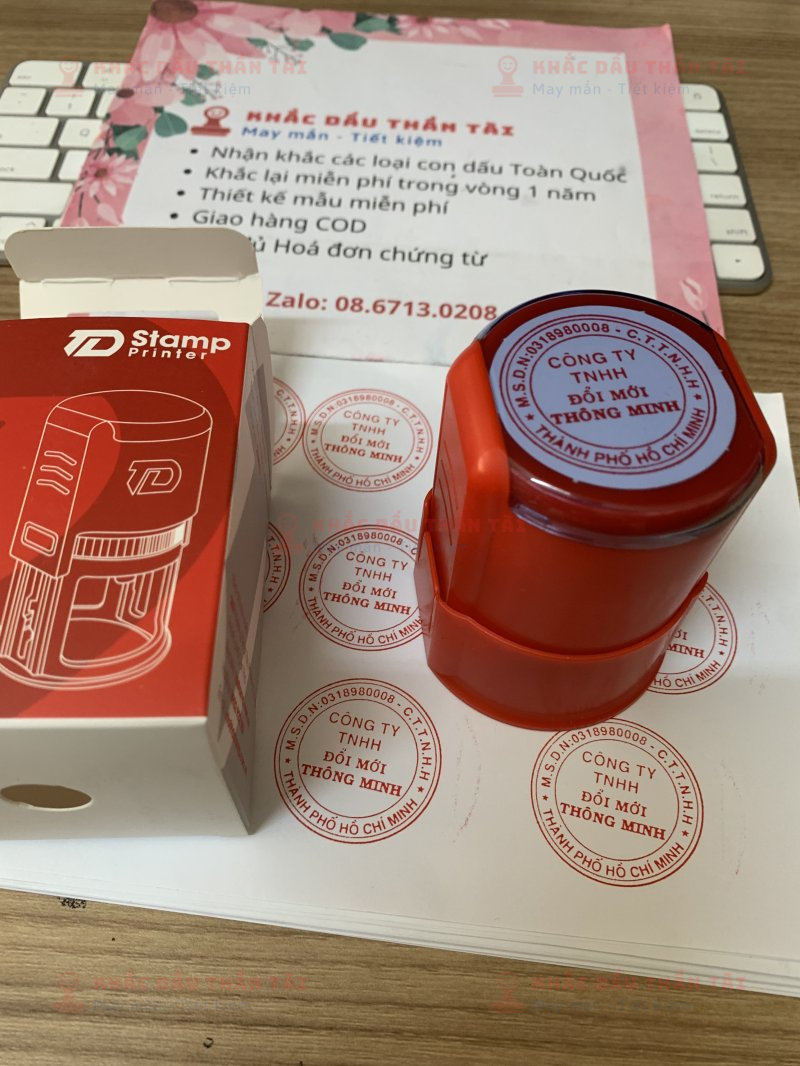 Khắc dấu Tròn công ty TNHH Đổi Mới Thông Minh tại Trung Tâm Khắc Dấu Thần Tài, TP.HCM