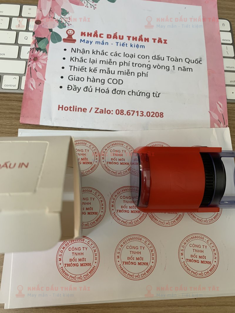 Khắc dấu Tròn công ty TNHH Đổi Mới Thông Minh tại Trung Tâm Khắc Dấu Thần Tài, TP.HCM