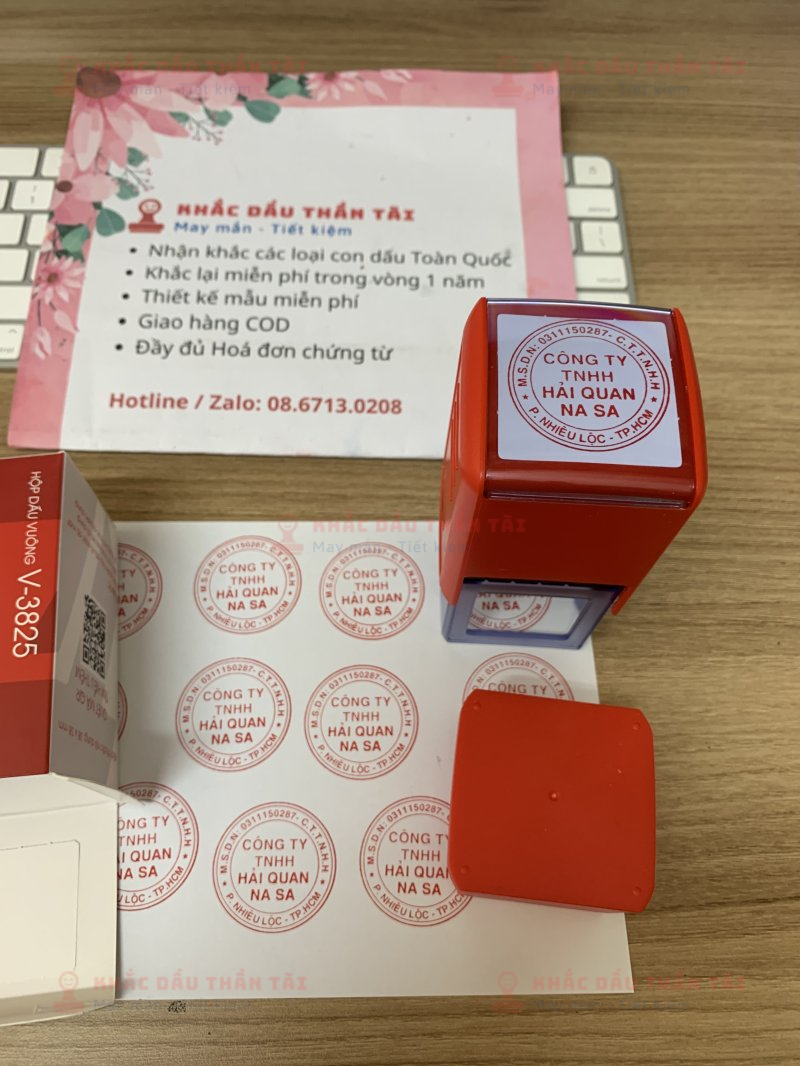 Khắc con dấu tròn cho Công ty TNHH Hải Quan NA SA tại Trung Tâm Khắc Dấu Thần Tài