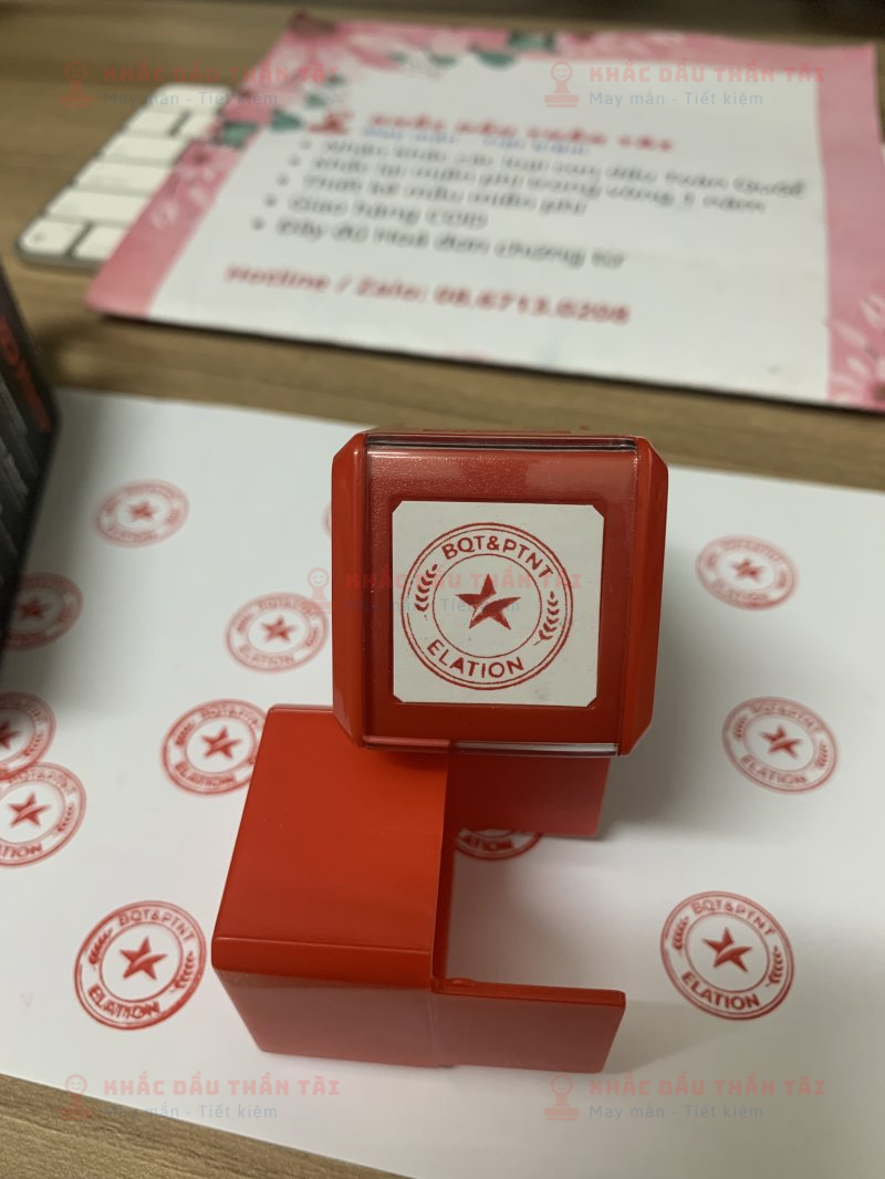 Khắc con dấu Logo vuông kích thước 2cm cho Elation tại Trung Tâm Khắc Dấu Thần Tài