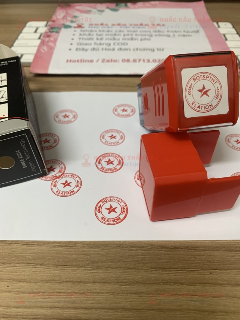 Khắc con dấu Logo vuông kích thước 2cm cho Elation tại Trung Tâm Khắc Dấu Thần Tài