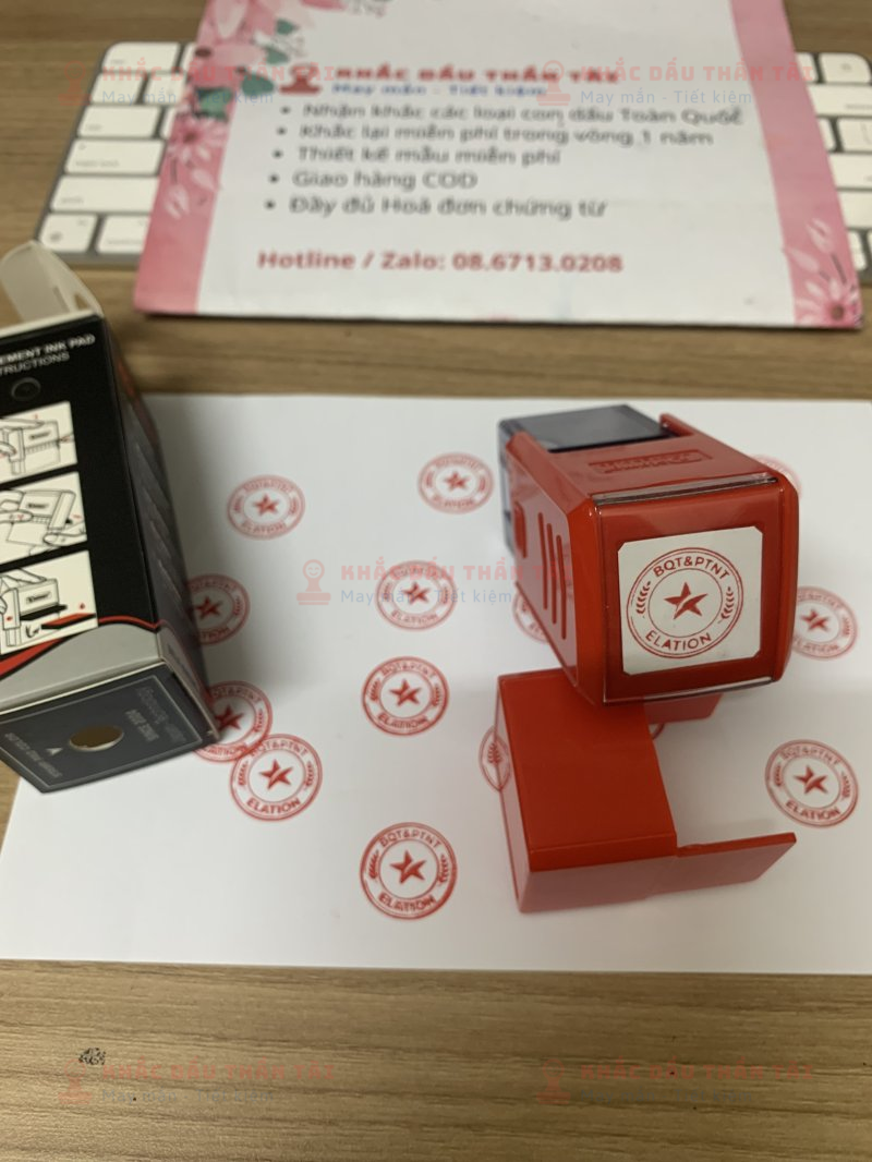 Khắc con dấu Logo vuông kích thước 2cm cho Elation tại Trung Tâm Khắc Dấu Thần Tài