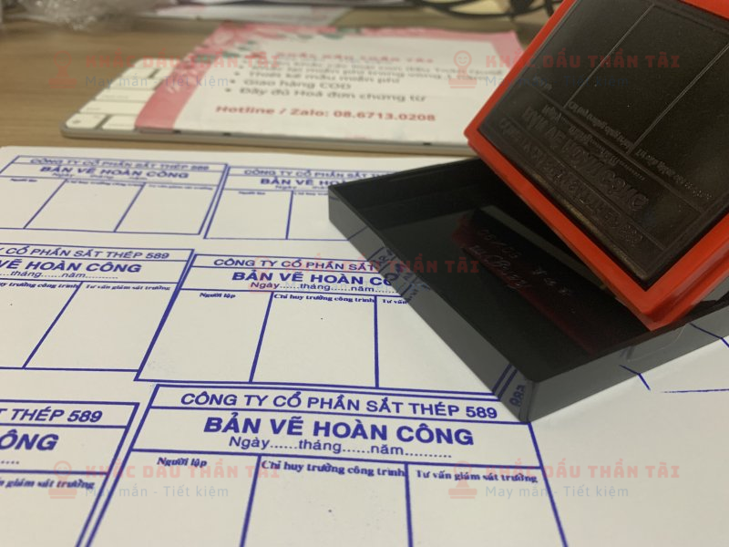 Khắc con dấu Bản vẽ Hoàn công cho Công ty Cổ Phần Sắt Thép 589 tại Trung tâm Khắc Dấu Thần Tài