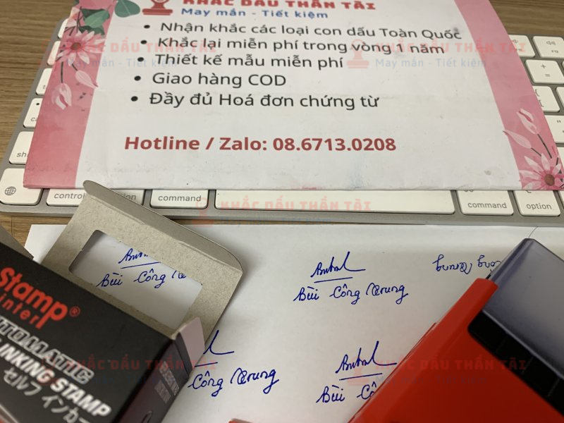 Khắc con dấu Tên và Chữ ký Bùi Công Trung tại Trung Tâm Khắc Dấu Thần Tài