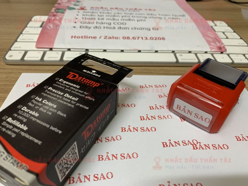 Khắc con dấu Bản Sao 1 dòng sắt nét bền đẹp