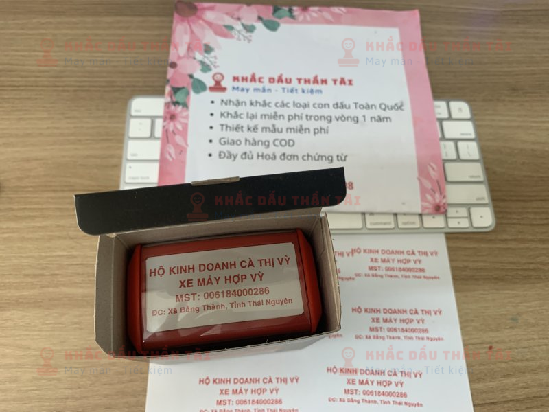 Khắc con dấu Vuông kích thước lớn cho Hộ kinh doanh Cà Thị Vỳ