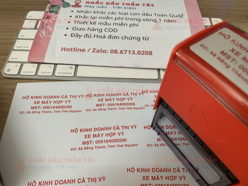Khắc con dấu Vuông kích thước lớn cho Hộ kinh doanh Cà Thị Vỳ