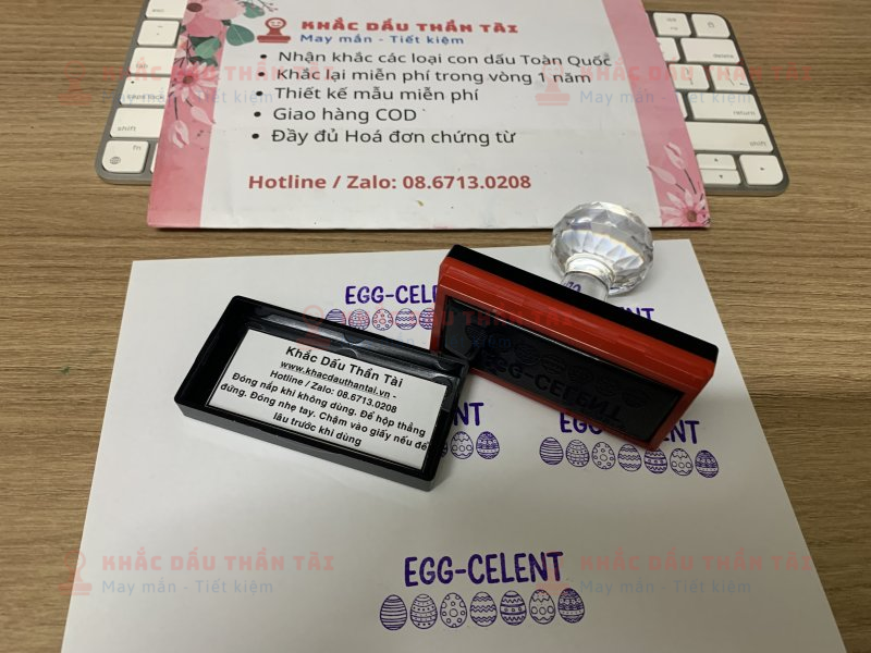 Khắc con dấu Giáo viên Trường quốc tế, chữ EGG_Celent, màu tím