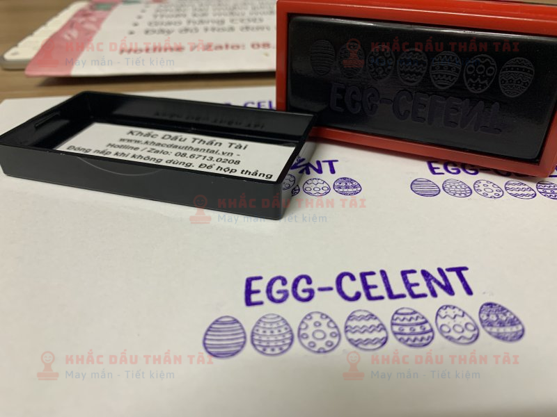 Khắc con dấu Giáo viên Trường quốc tế, chữ EGG_Celent, màu tím