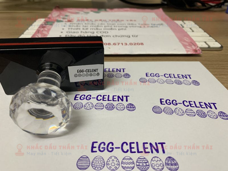Khắc con dấu Giáo viên Trường quốc tế, chữ EGG_Celent, màu tím