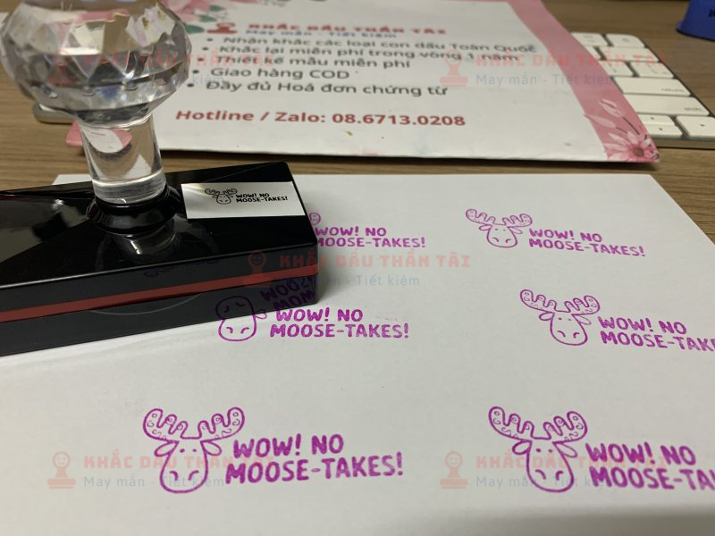 Khắc con dấu Giáo viên Trường quốc tế Wow_No_Moose_Takes màu hồng