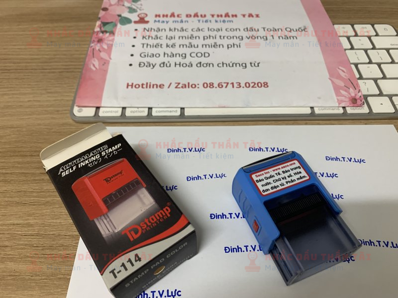 Dịch vụ khắc con dấu tên Đinh.T.V.Lực