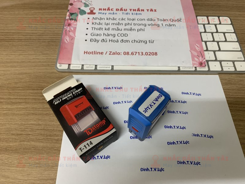Dịch vụ khắc con dấu tên Đinh.T.V.Lực