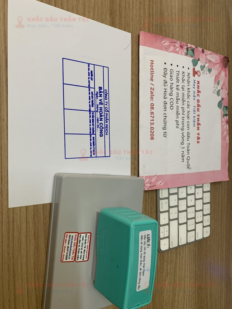 Khắc con dấu Bản vẽ Hoàn công cho Công ty Cổ Phân Reich kích thước lớn 90mm 130mm