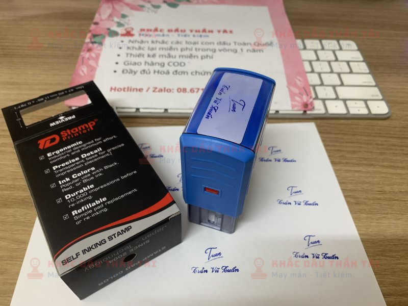 Khắc con dấu Tên và chữ ký Trần Vũ Tuấn