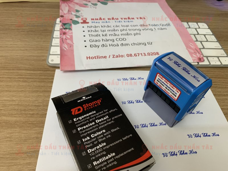 Khắc con dấu tên Võ Thị Thu Hoa Mực Xanh