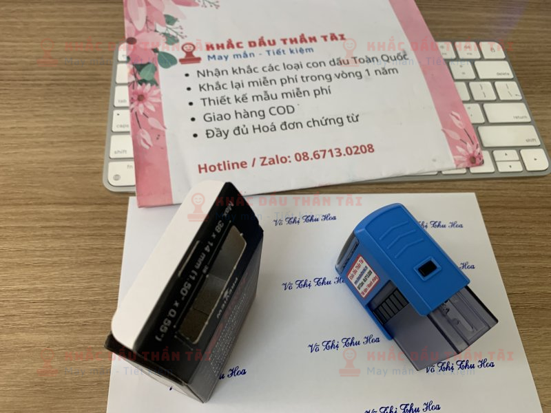 Khắc con dấu tên Võ Thị Thu Hoa Mực Xanh
