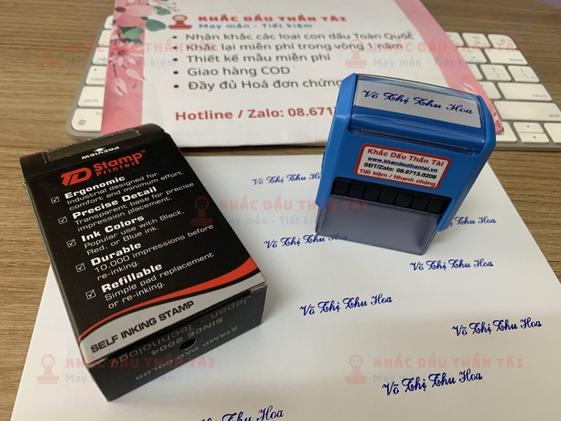 Khắc con dấu tên Võ Thị Thu Hoa - Mực Xanh