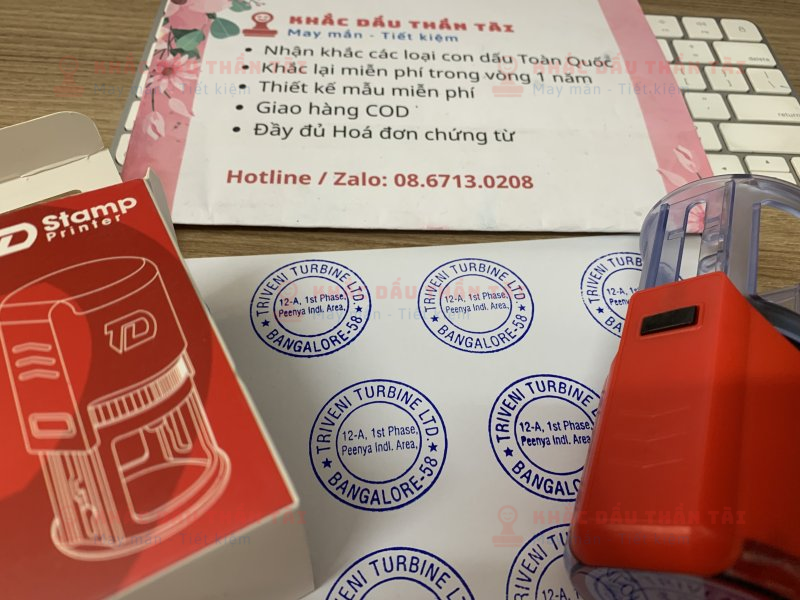 Khắc con dấu tròn thông tin công ty Triveni Turbine TLD