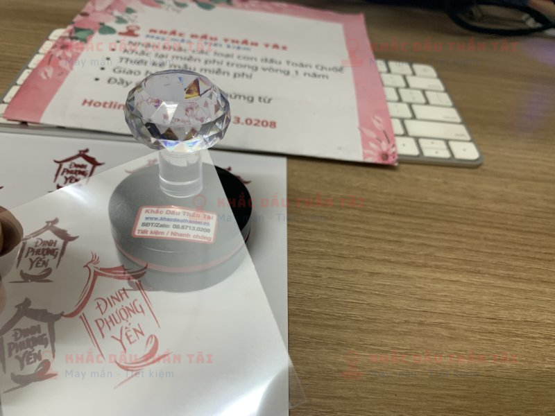 Khắc dấu Ấn Triện Đinh Phượng Yến theo yêu cầu, mực đỏ đóng túi nilon